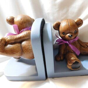 Vintage Scioto Teddy Bear Book Ends Ceramic 1985
